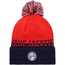 Herren adidas Red/Navy Columbus Blue Jacken COLD.RDY Cuffed Knit Hat with Pom