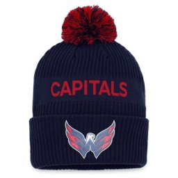 Herren Fanatics Branded Navy/Red Washington Capitals 2022 NHL Draft Authentic Pro Strickmütze mit Bündchen und Bommel