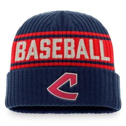Fanatics Branded Navy/Red Cleveland Indians Cooperstown Collection True Classic Retro Strickmütze mit Bündchen für Herren