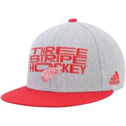 Herren adidas Detroit Red Wings Drei-Streifen-Hockey-Hut, grau/rot