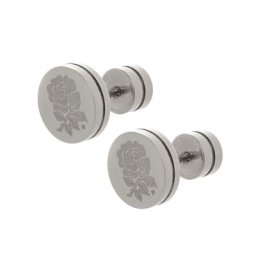 England Stainless Steel Round Stud Earrings - Pair