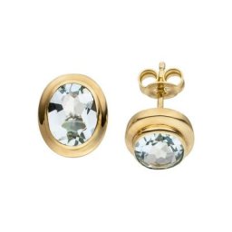 JOBO Paar Ohrstecker, oval 585 Gold mit Aquamarin