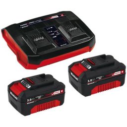 Einhell 2x 3,0Ah & Twincharger Kit Akku-Set (18,0 V, 3 St), inklusive 2 Akkus und Ladegerät