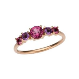 Firetti Goldring Glanz, massiv, mit Amethyst und Rhodolith