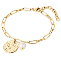 Valero Pearls Armband Edelstahl Süßwasser-Zuchtperle in Gelbgold Armbänder & Armreife Damen