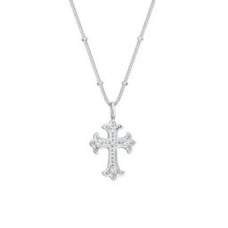 Elli Elli Halskette Antik Kreuz Kugelkette Zirkonia 80's 925er Silber Ketten Damen