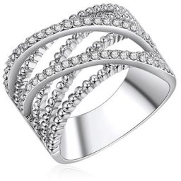 Lulu & Jane Ring Metall-Legierung Glas in Silber Ringe Damen