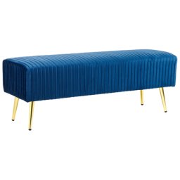Bank Blau Samtstoff 100% Polyester Metallbeine Retro Modern