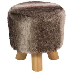 Sitzhocker Braun/Beige Stoff Holzbeine Boho-Stil