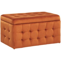 Hocker Orange Samt Rechteckig mit Stauraum Deckel Steppung Modern Sitzbank Bettbank Fußbank Fußhocker Schemel Schlafzimmer Wohnzimmer Flur