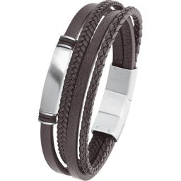 Herren Armband, Leder/Edelstahl