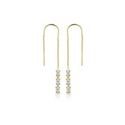 dKeniz Paar Ohrhänger 925/- Sterling Silber vergoldet Glänzend 8cm Zirkonia Weiß