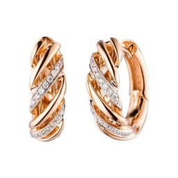 JOBO Paar Creolen, rund 585 Roségold matt mit 32 Diamanten