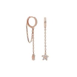 dKeniz Paar Ohrhänger 925/- Sterling Silber rosevergoldet Glänzend 2,5cm Zirkonia Weiß