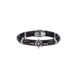 NOX Armband Leder schwarz braun Edelstahl