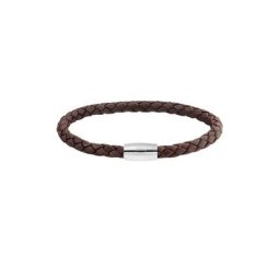 CAÏ Armband Edelstahl Leder braun 23cm