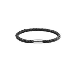 CAÏ Armband Edelstahl Leder schwarz 23cm