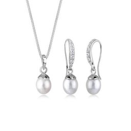 Elli Schmuckset Perle Zirkonia 925 Sterling Silber