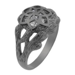 Der Herr der Ringe Fingerring Dark Years Collection Nenya - Galadriels Ring - schwarz weiß, 20002184, Made in Germany - mit Zirkonia (synth)