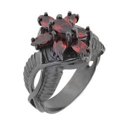 Der Herr der Ringe Fingerring Dark Years Collection Arwens Abendstern - schwarz rot, 20002139, Made in Germany - mit Zirkonia (synth)