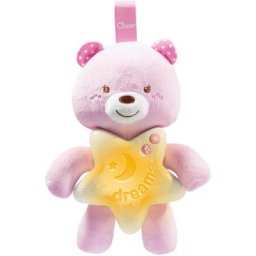 Chicco Kuscheltier Gute Nacht Bärchen, Pink, mit Licht und Sound