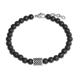 s.Oliver Armband für Herren, Edelstahl, Onyx Herrenschmuck Weiss