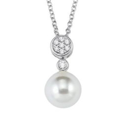 s.Oliver Kette mit Anhänger für Damen, 925 Sterling Silber, Zirkonia synth. Ketten Weiss