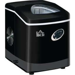 Eiswürfelmaschine 15kg/24h, 1,9L Eiswürfelbereiter, 3,2 l Wassertank, 161 Watt, Schwarz + Silber