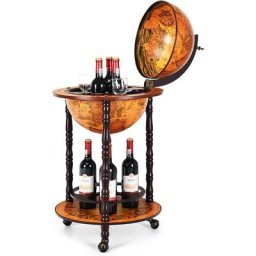 Weinregal auf Rollen Globusbar Weltkugel Barwagen Servierwagen , Retro, Globus Bar, 2 Ebenen