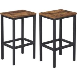 Barhocker 2er Set, Barstühle, Küchenstühle im Industrie-Design, mit Fußstütze, für Küche,