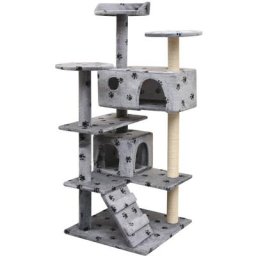 Vidaxl - Katzen-Kratzbaum 125 cm Pfoten-Aufdruck Grau Grau
