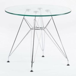 Sklum - Runder Tisch aus Glas und Stahl Ø60 cm Brich Scand Kids Chrom - Chrom