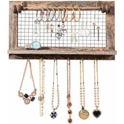 Schmuckhalter Schmuckstaender Rustikaler Schmuck Organizer Kettenhalter Wandregal Holzwandhalterung