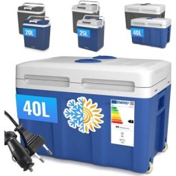 Kühlbox - 40L, mit Griff, 12/220 v, Auto und Steckdose, Kühl- und Warmhaltefunktion, Blau