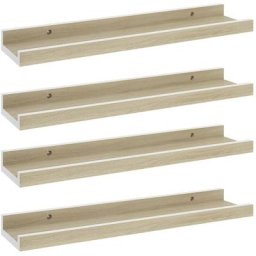 Wandregale 4 Stk. Weiß und Sonoma-Eiche 40x9x3 cm Vidaxl Weiß
