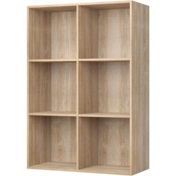 Bücherregal Regal mit 6 Fächern Raumteiler Standregal Büroregal Aktenregal Ordnerregal, helleiche