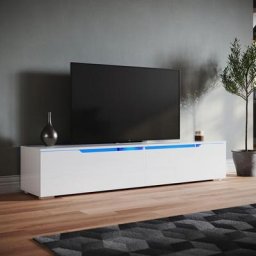 Moderner hochglänzender hängender TV-Schrank Fernsehtisch mit LED-Licht, TV-Möbel mit 2 Türen zur