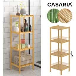 Casaria - Badregal Standregal Küchenregal Bambus Holzregal Badezimmerregal Bad Holz Braun 4 Ablagen