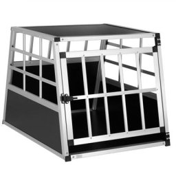 Hundetransportbox Aluminium Hundebox Kofferraum robust verschließbar trapezförmig Reisebox Autobox