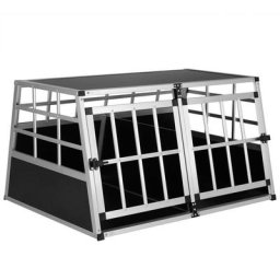 Hundetransportbox Aluminium Hundebox Kofferraum robust verschließbar trapezförmig Reisebox Autobox