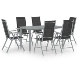 7-tlg. Garten-Essgruppe Aluminium Silbern und Schwarz Vidaxl Silber