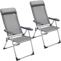 Casaria - Gartenstuhl 2er Set Hochlehner 7-fach Verstellbar Alu Klappbar mit hoher Armlehne