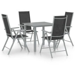 5-tlg. Garten-Essgruppe Aluminium Silbern und Schwarz Vidaxl Silber
