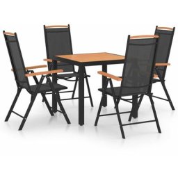 5-tlg. Garten-Essgruppe Aluminium Schwarz Vidaxl Schwarz