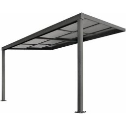 Terrassenüberdachung 4x3 m mit Schiebedach - Terrassendach aus Aluminium mit Doppelstegplatten