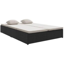 Vidaxl - Sonnenliege mit Auflagen Poly Rattan Schwarz Schwarz