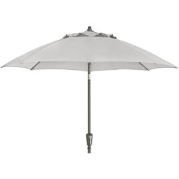 Dehner - Sonnenschirm Kos, ø 220 cm, Höhe 227 cm, Aluminium/Polyester, hellgrau