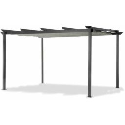 Leco - Aluminium Pergola mit Faltdach lichtgrau 4 x 3 m