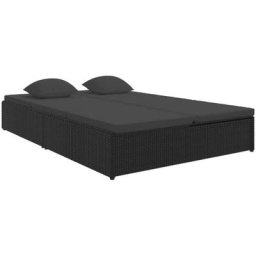 Vidaxl - Sonnenliege mit Auflagen Poly Rattan Schwarz Schwarz