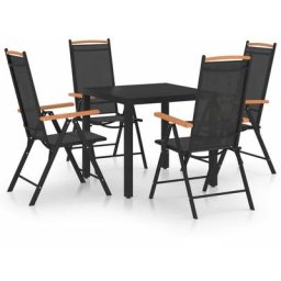 5-tlg. Garten-Essgruppe Aluminium Schwarz Vidaxl Schwarz